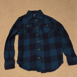 Arizona Jean Co Boys Medium Blue Plaid Flannel Shirt